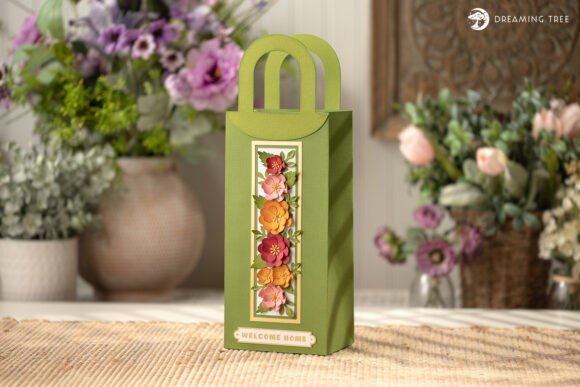 Elegant Bloom Gift Bag SVG: A Tall Floral Design