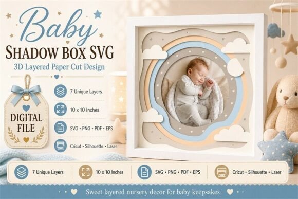 Pastel Rainbow Baby Shadow Box Design